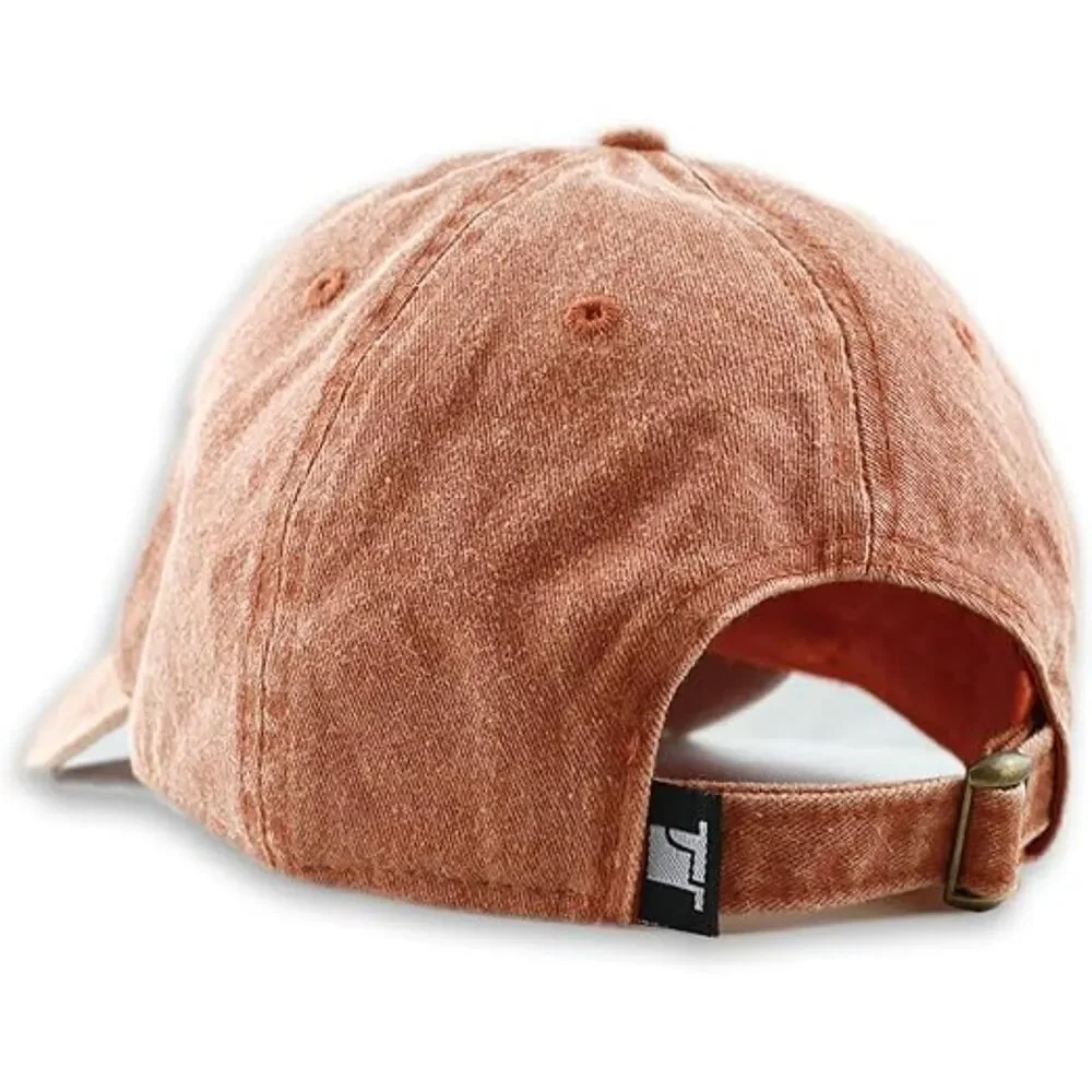 Unisex Orange 100% Cotton Pigment Adjustable Size Classic Baseball Six Panel Cap
